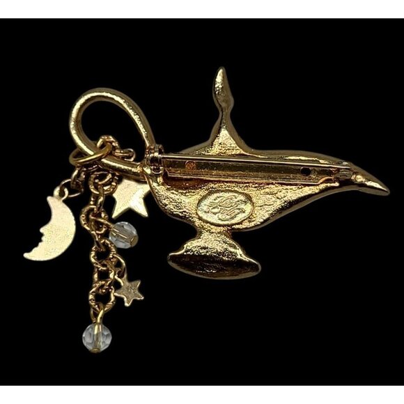 Kirks Folly Alladin Lamp Broock 18k Gold Plated Aurora Borealis Rhinestones - Picture 2 of 15